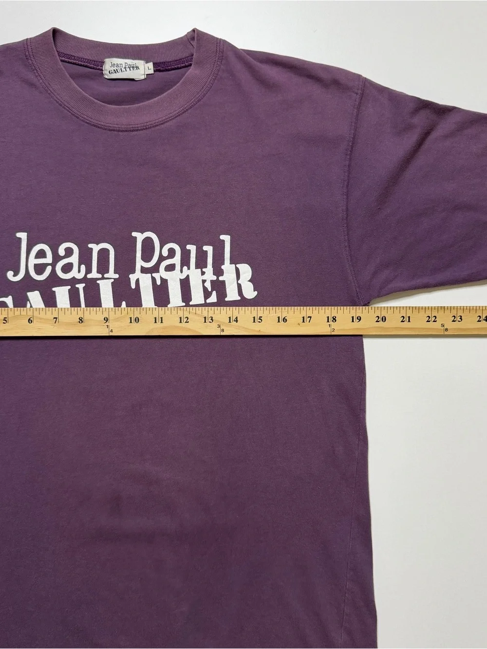 Vintage Jean Paul Gaultier Logo Short Sleeve Tee Purple Faded Y2K - Picture 5 of 6